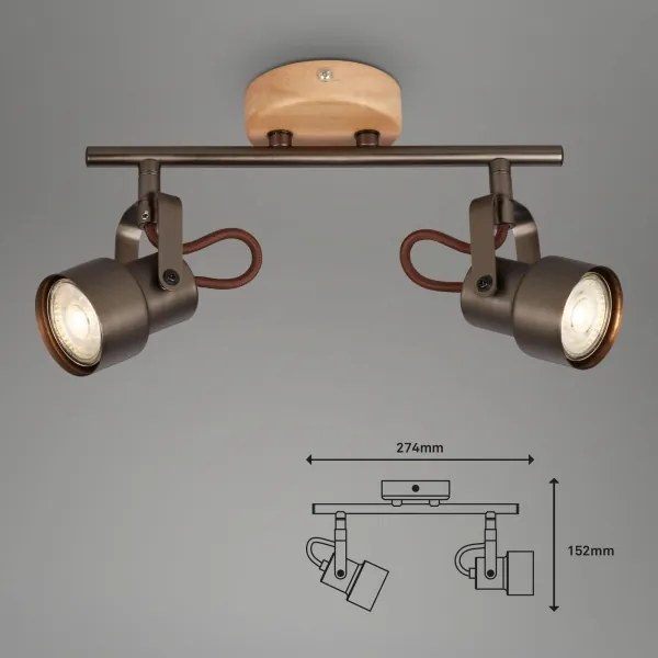 Brilo - Faretto LED TAHUN 2xGU10/5W/230V marrone