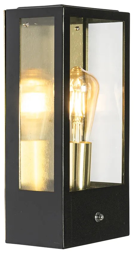 Lampada da parete per esterni nera con sensore crepuscolare oro - Rotterdam