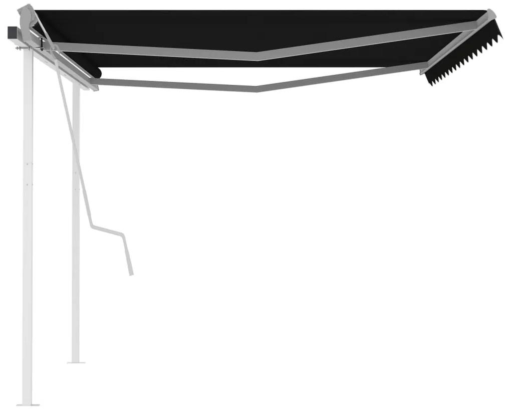 Tenda da Sole Retrattile Manuale con Pali 4x3,5 m Antracite