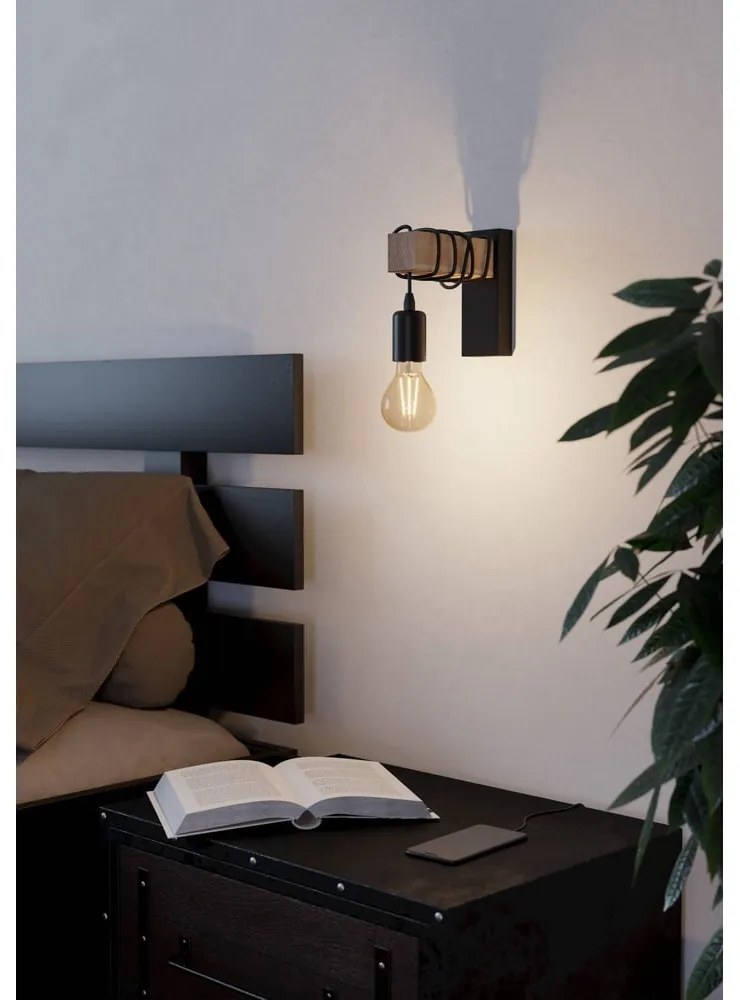 Lampada da parete nera/di colore naturale TOWNSHEND – EGLO