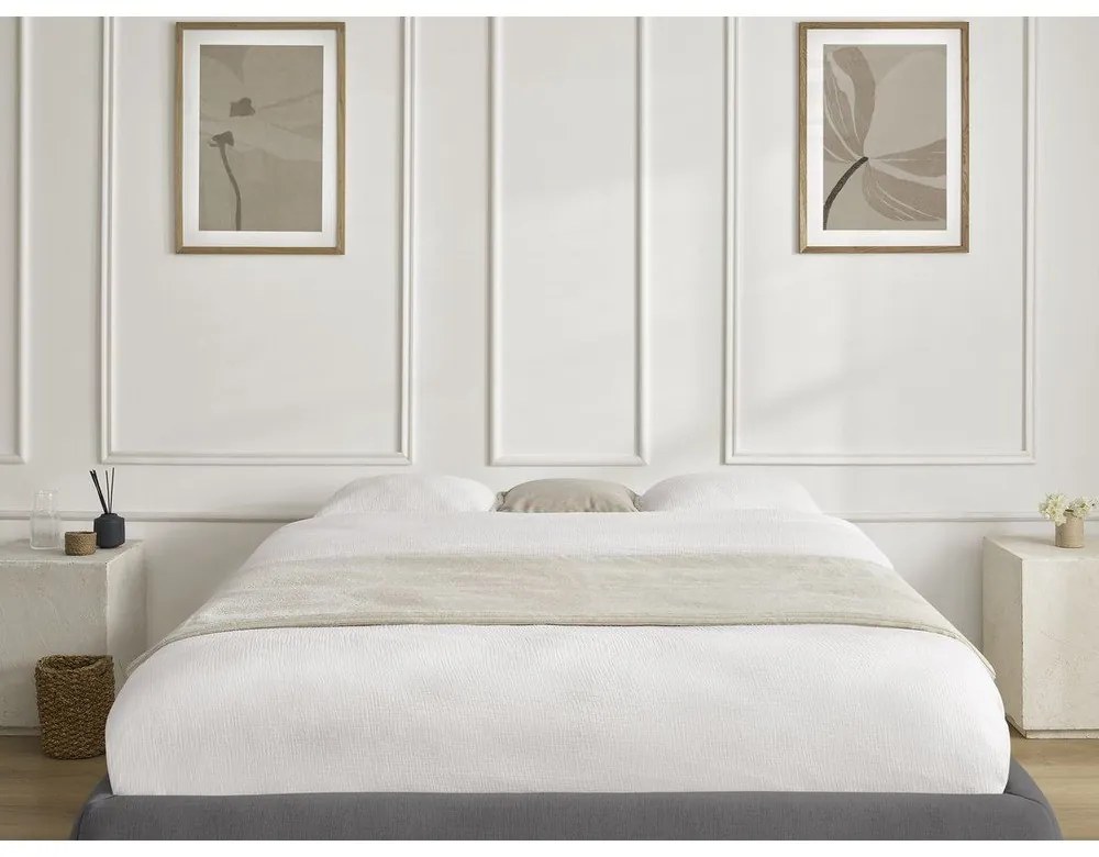 Letto matrimoniale imbottito grigio scuro con contenitore/senza testiera con rete inclusa 180x200 cm Inera – Bobochic Paris