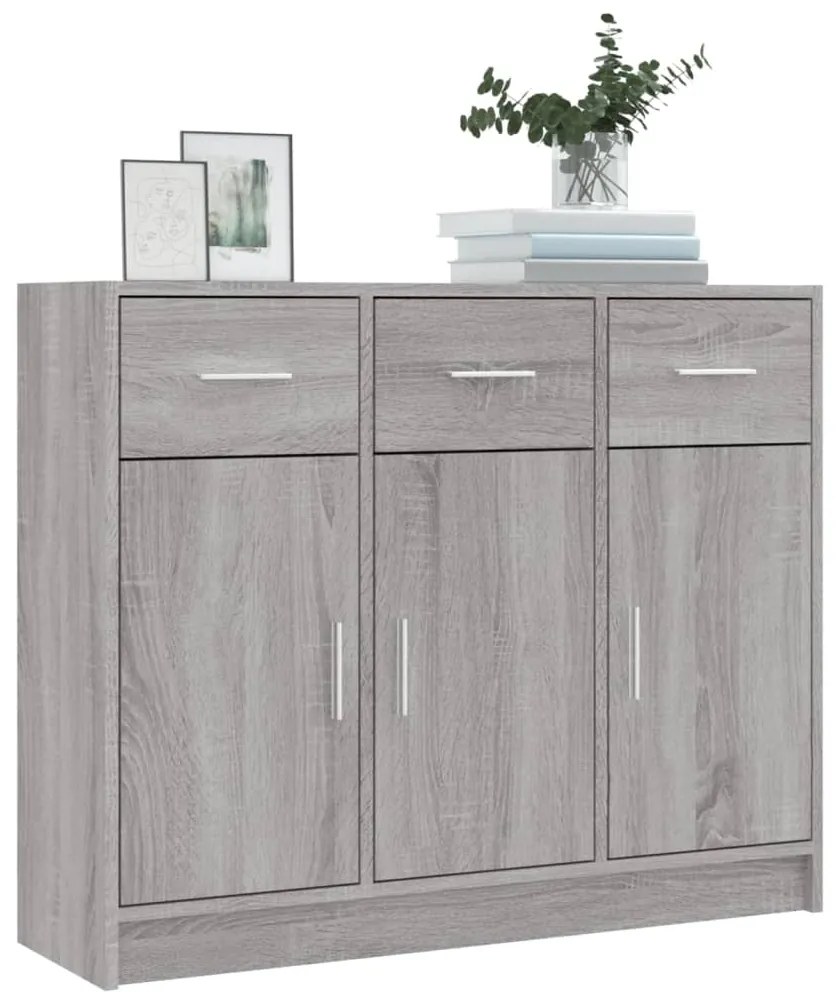 Credenza grigio sonoma 91x28x75 cm in legno multistrato