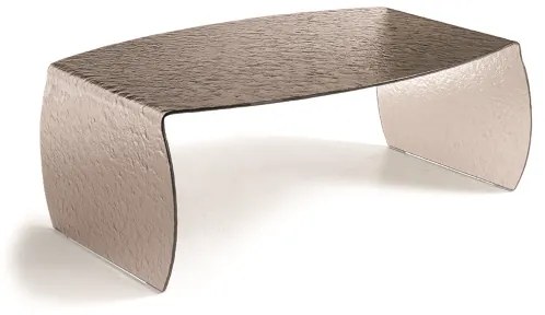 Tavolino basso in vetro temperato curvato bronzo - ELMO