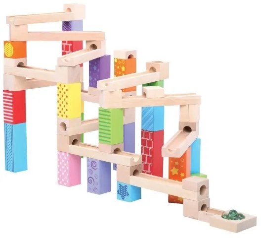 Bigjigs Toys - Pista in legno di marmo colorato