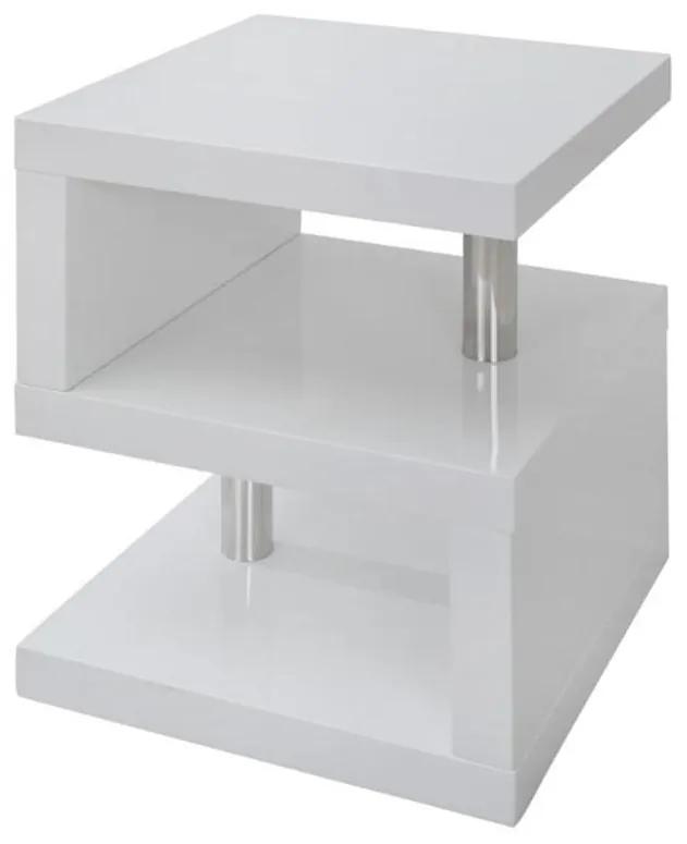 Tavolino LYLIA - MDF laccato bianco - Con LED - Bianco