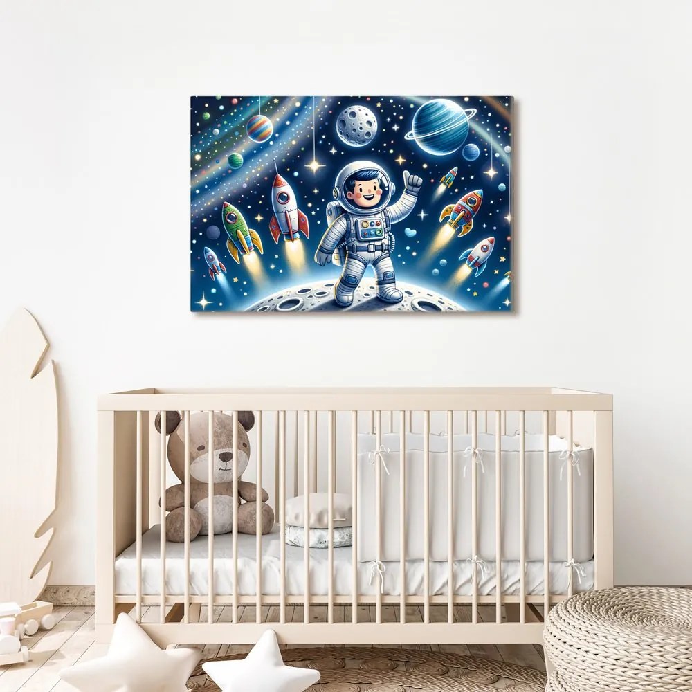 Quadro su tela – Piccolo astronauta in missione avventurosa