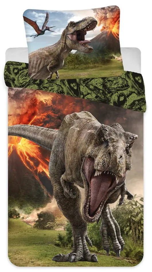 Set copripiumino e federa da bambini in cotone per letto singolo 140x200 cm Jurassic World "Volcano" – Jerry Fabrics