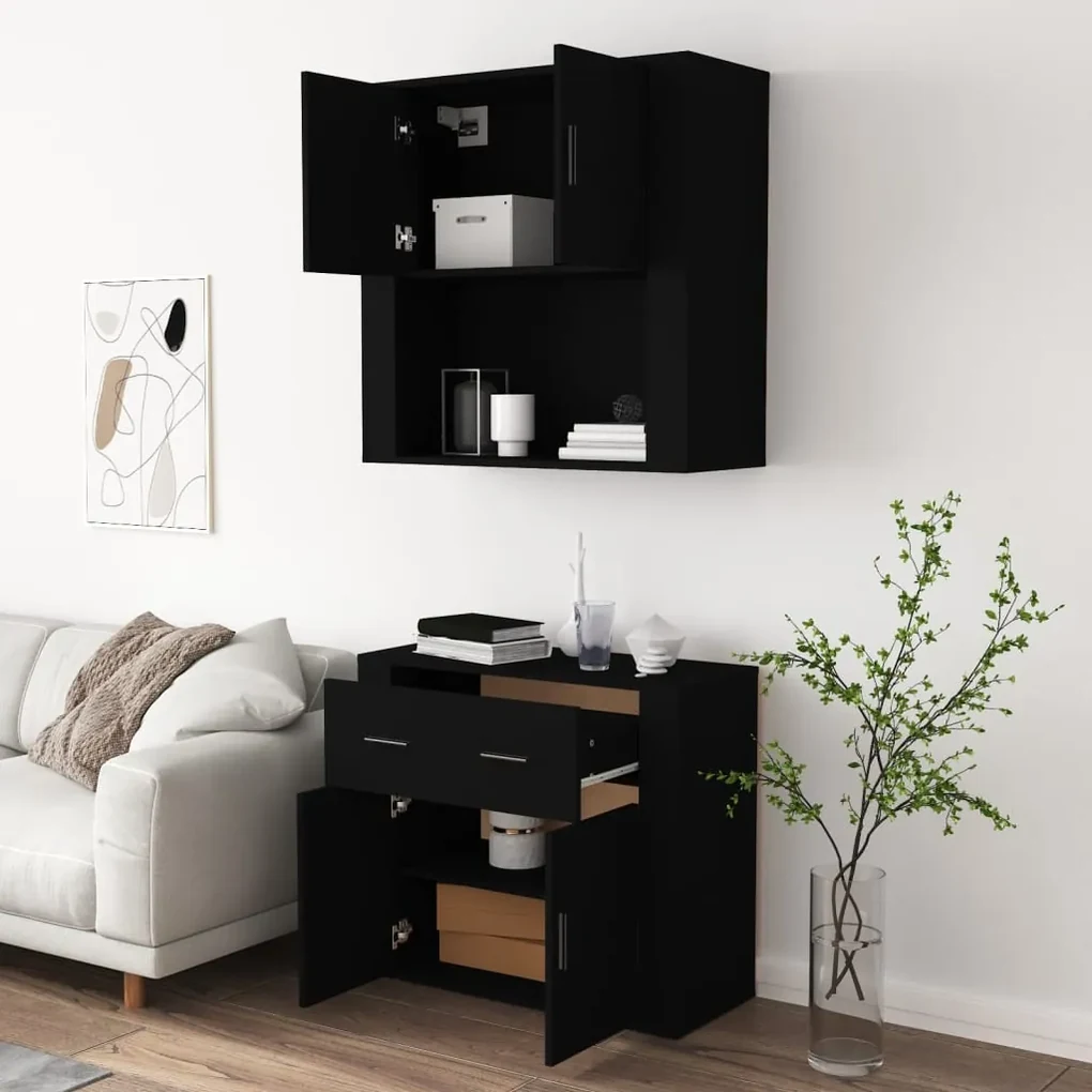 Credenza nera in legno multistrato