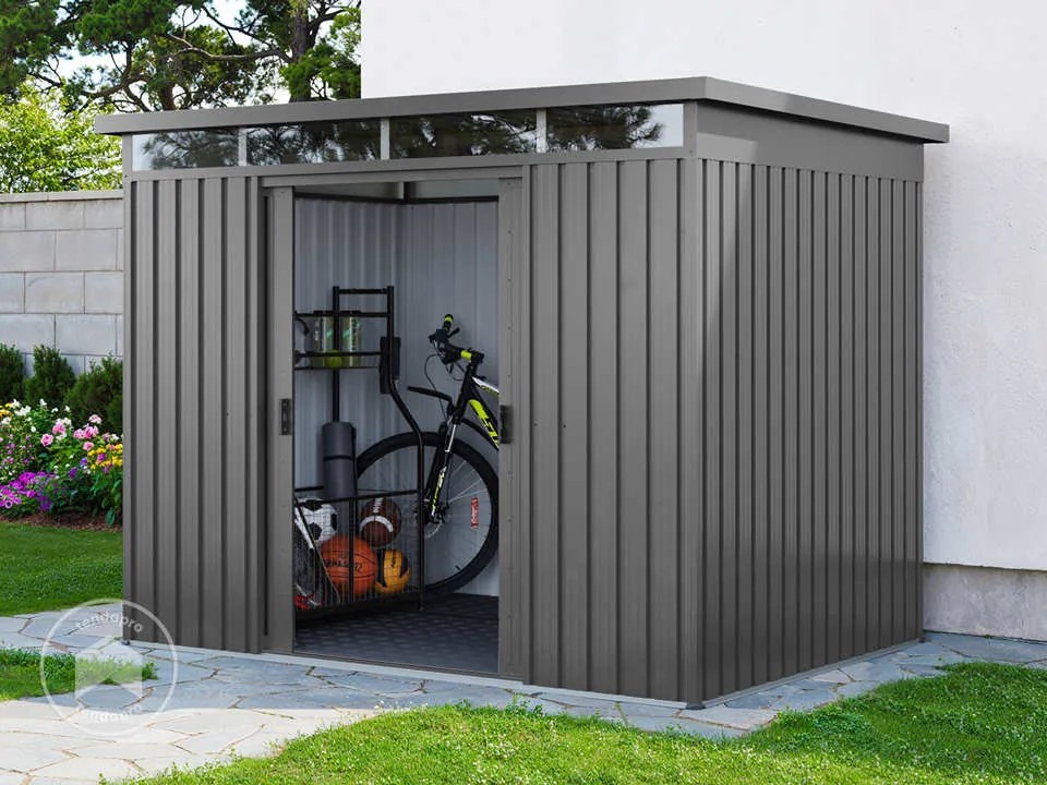 PRIMEYARD Casetta da giardino 220 x 160 cm, grigio perla - (GFPV01009)