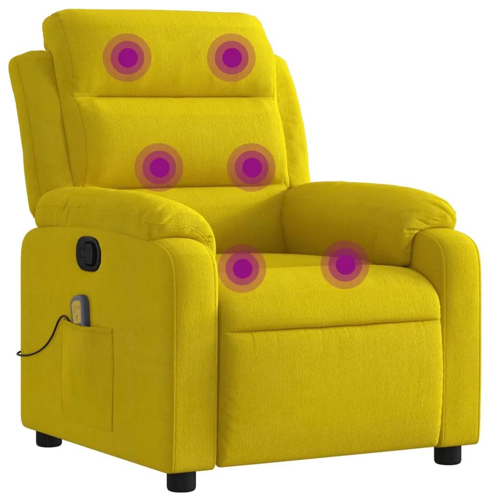 Poltrona massaggiante reclinabile gialla in velluto