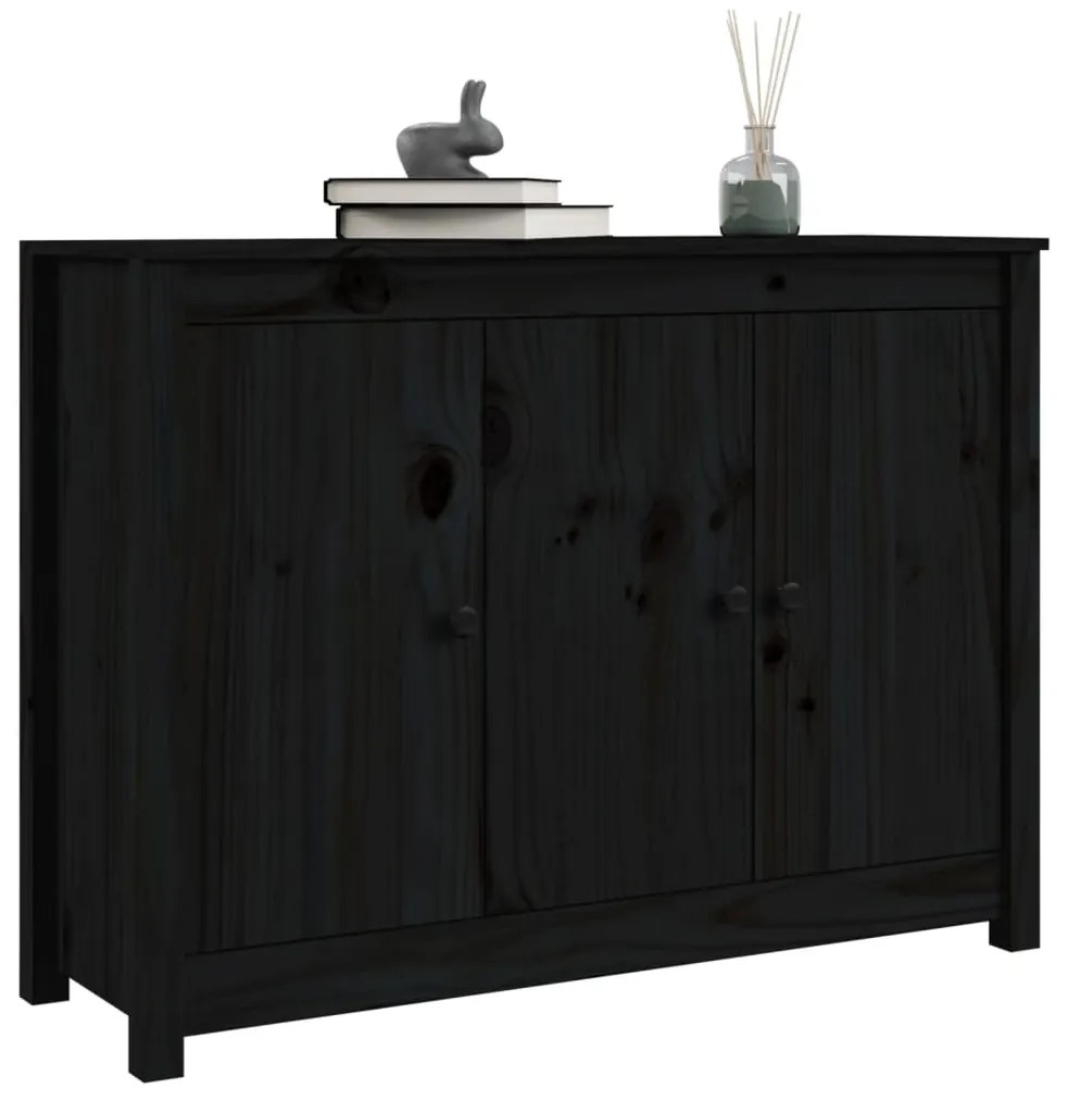 Credenza nera 100x35x74 cm in legno massello di pino