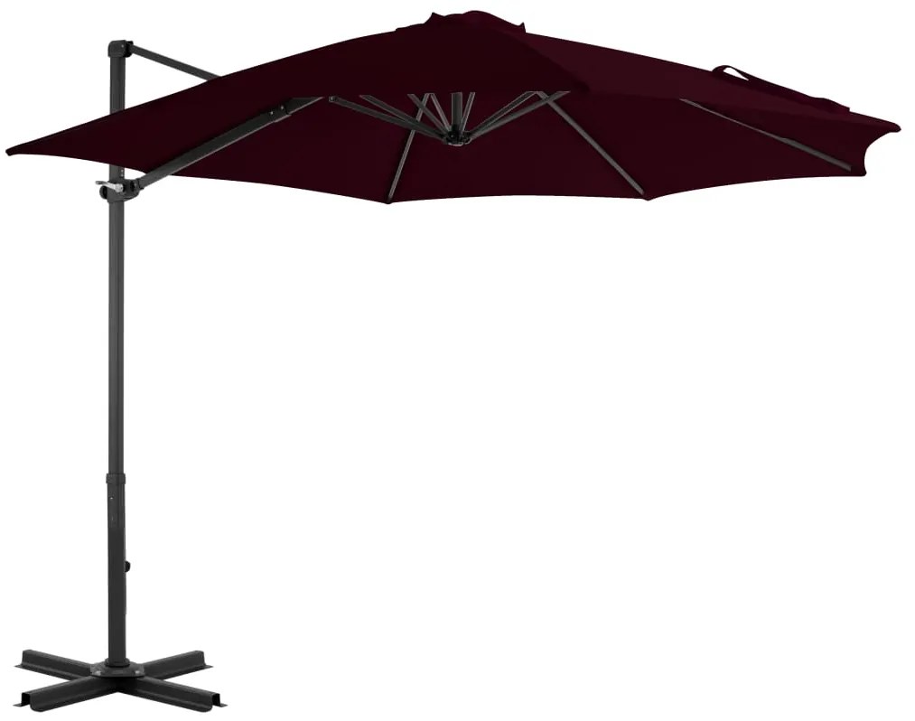 Ombrellone A Sbalzo Con Palo İn Alluminio 300 Cm Rosso /