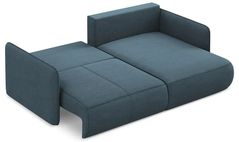 Divano angolare blu allungabile/con contenitore (con penisola a destra) Nanea – Makamii