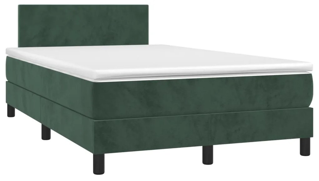 Letto A Molle Con Materasso E Led Verde Scuro 120x190cm Velluto /