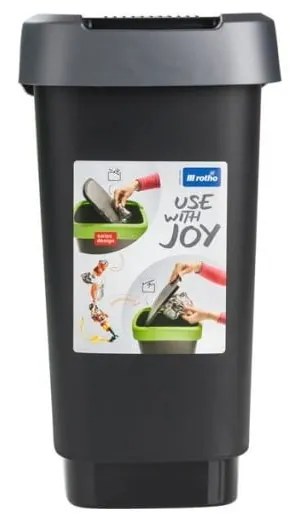 Cestino in plastica riciclata argento-nero 10 l Twist - Rotho