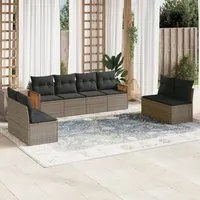 Set Divano da Giardino 8 pz con Cuscini Grigio in Polyrattancod mxl 112829