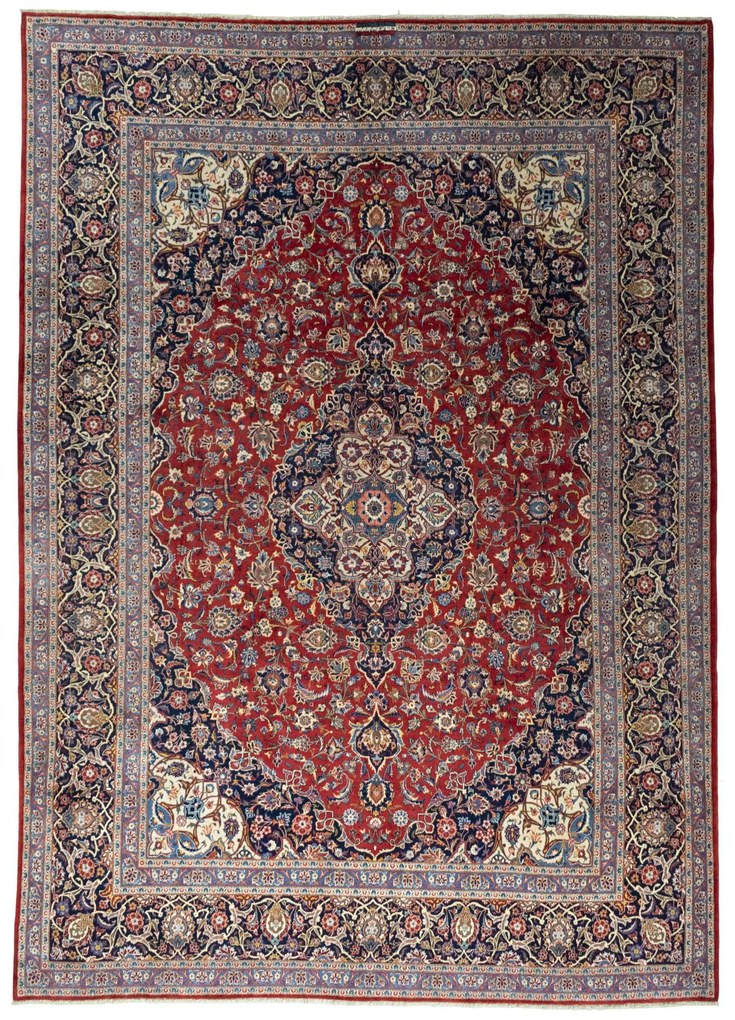 Kashan Tappeto 410x300 Rosso (Iran) Annodato A Mano