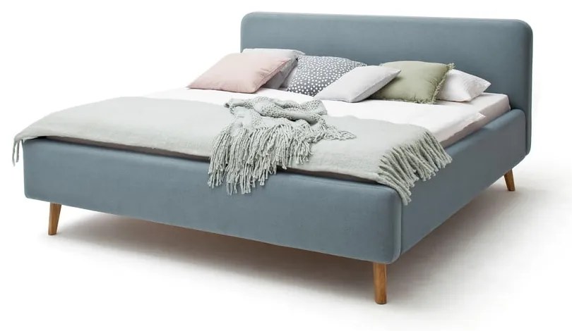 Letto matrimoniale imbottito blu/grigio 180x200 cm Mattis - Meise Möbel