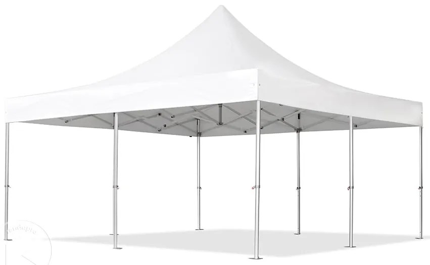 TOOLPORT 5x5m gazebo pieghevole PVC ignifugo con laterali (finestre panoramiche), PROFESSIONAL alluminio, bianco - (581990)