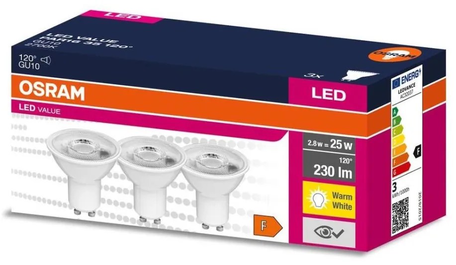 SET 3x Lampadina LED PAR16 GU10/2,8W/230V 2700K 120° - Osram
