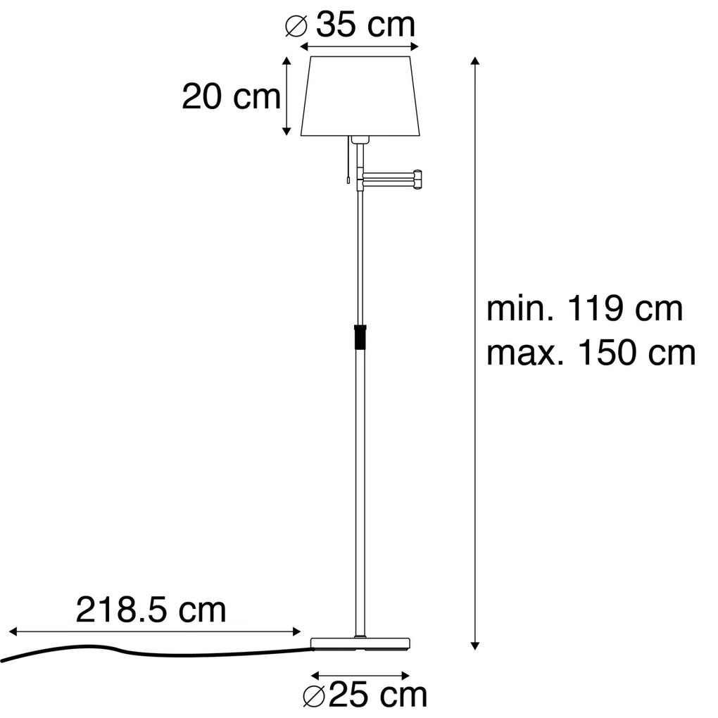 Lampada da terra intelligente bronzo con paralume bianco incl. Wifi A60 - Ladas Deluxe