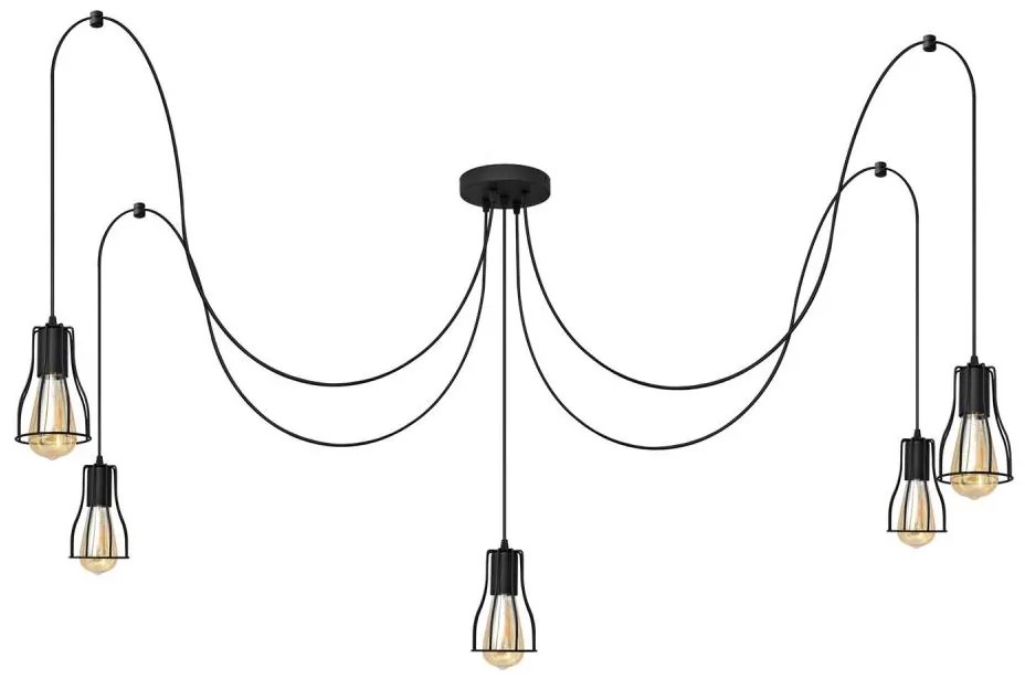 Lampadario a sospensione con filo TUBE LONG 5xE27/10W/230V nero