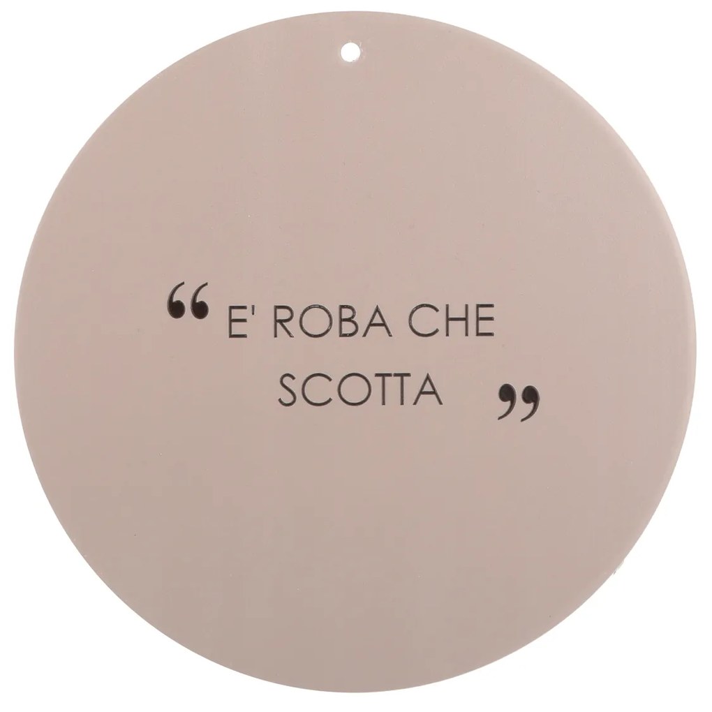 Sottopentola nero tortora 20 cm con scritta in stoneware