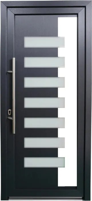 Portoncino d'ingresso 20022 L 90 x H 210 cm in PVC antracite, apertura spingere a destra, falso telaio non incluso