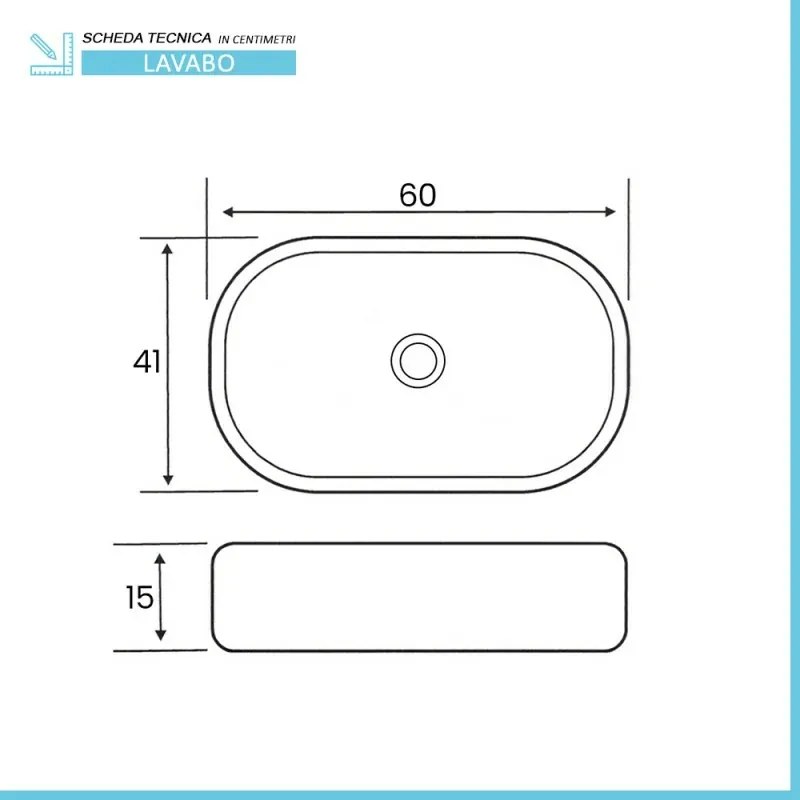 Lavabo da appoggio ovale 60x41 cm effetto marmo bianco Tokyo