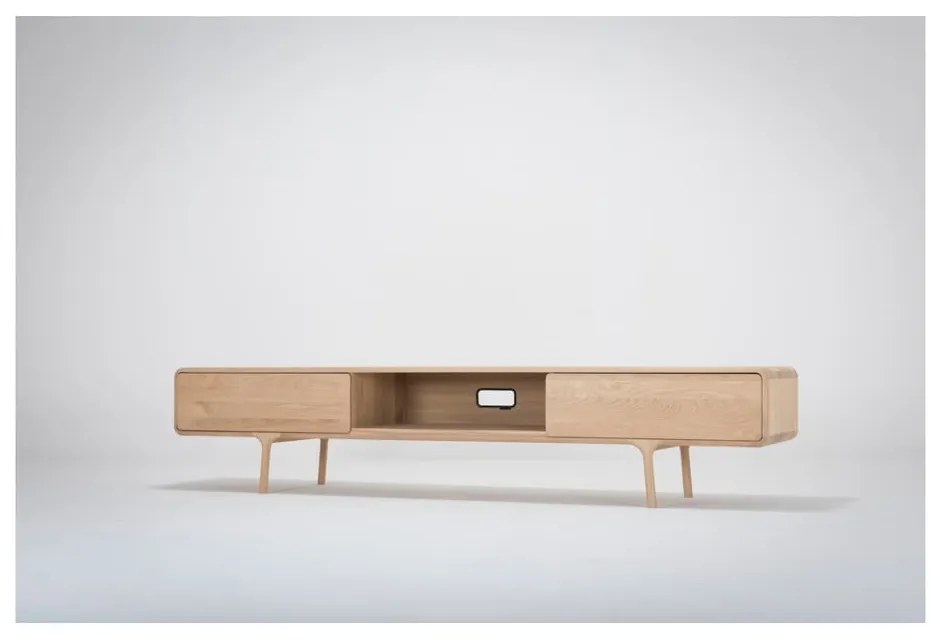 Cassettiera TV in rovere massiccio con 2 cassetti Fawn - Gazzda