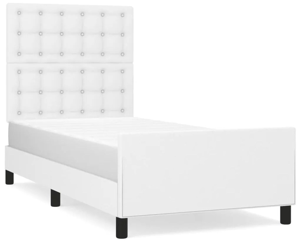 Giroletto con testiera bianco 90x190 cm in similpelle