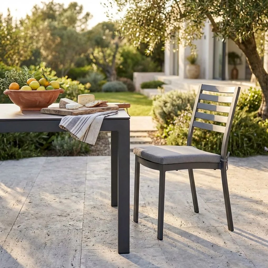 DEXTER - sedia da giardino in alluminio impilabile con cuscino