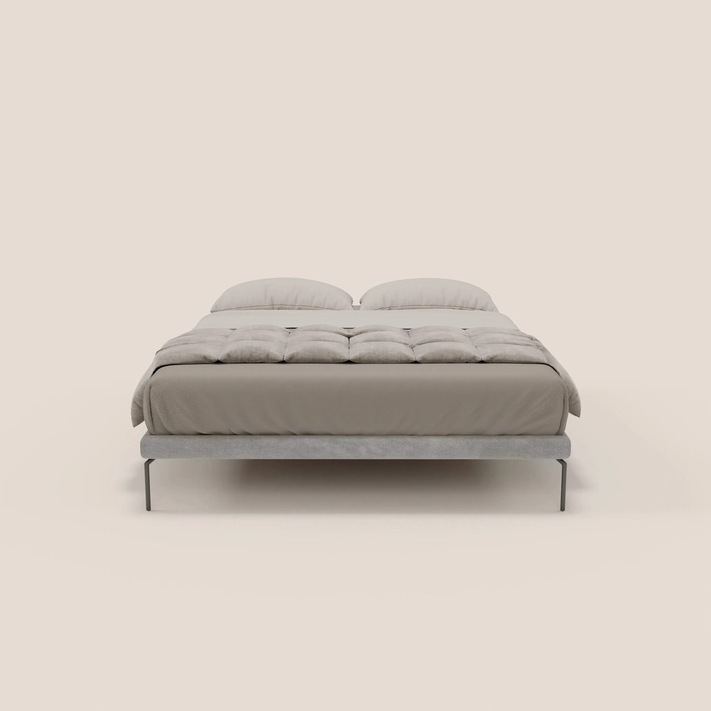 Ring sommier sfoderabile con piedi alti 24 cm in tessuto impermeabile T14 grigio chiaro