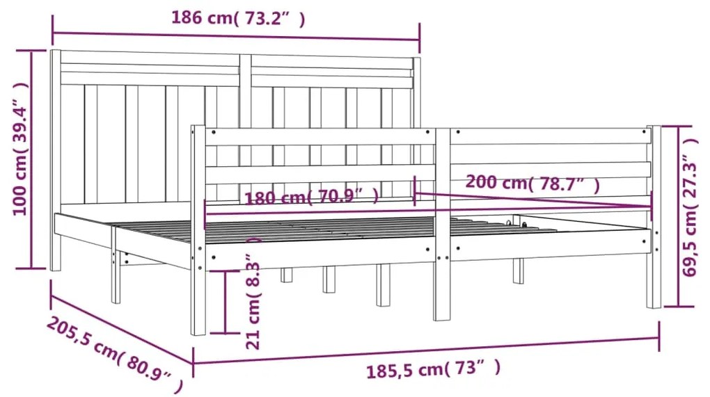 Giroletto in Legno Massello 180x200 cm Super King