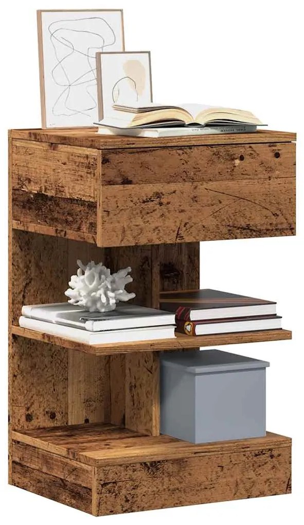 Comodini 2 Pz İn Legno Vecchio 40x35x65 Cm İn Legno Multistrato /