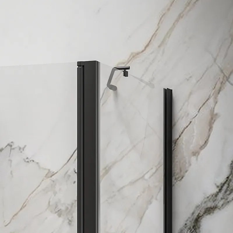 Kamalu - Box doccia 80x70 nero apertura saloon altezza 200h | KS2800AS