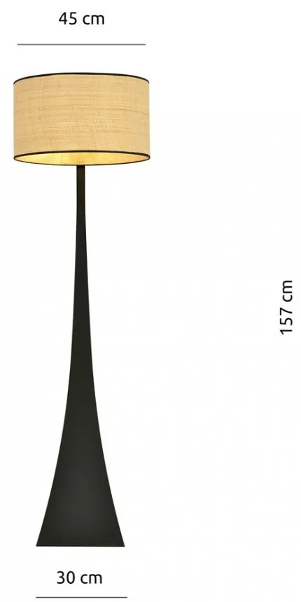 Lampada da Terra ESTRELLA LP1 in Acciaio E27 Colore del corpo Rattan