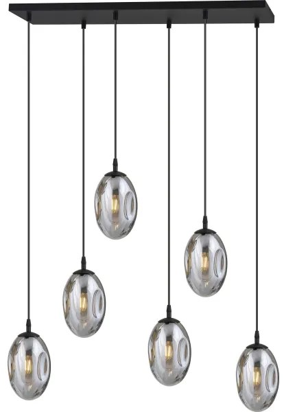 Lampadario a sospensione con filo ASTRAL 6xE14/10W/230V nero/fumé