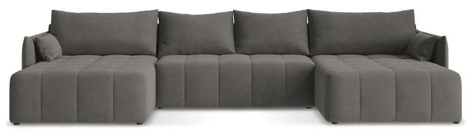 Divano angolare grigio scuro allungabile/con contenitore (a U) Moku – Makamii