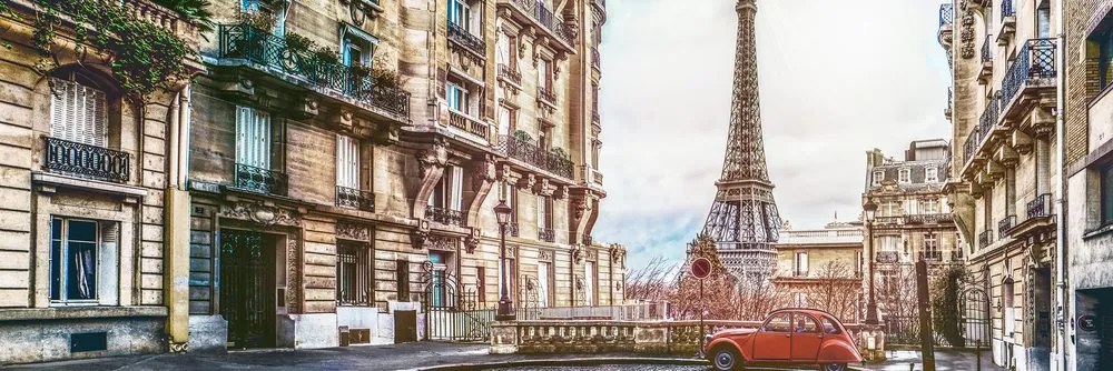 Quadro su tela – Vista sulla Torre Eiffel dalla strada di Parigi