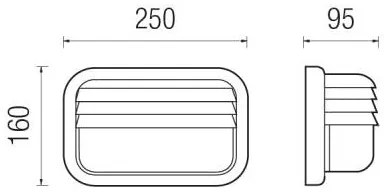 K90 25X16Cm Con Griglia 60W E27