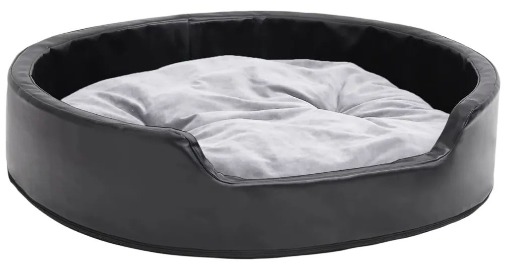 Lettino per cani nero e grigio 79x70x19 cm peluche e similpelle