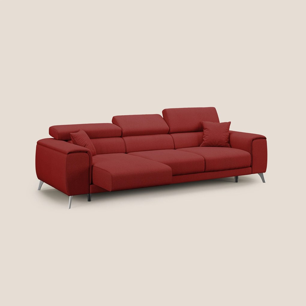 Fusion divano con 3 sedute allungabili in tessuto smacchiabile T05 rosso
