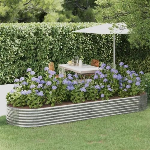 Letto Giardino Acciaio Verniciato Polvere 322x100x36cm Argento