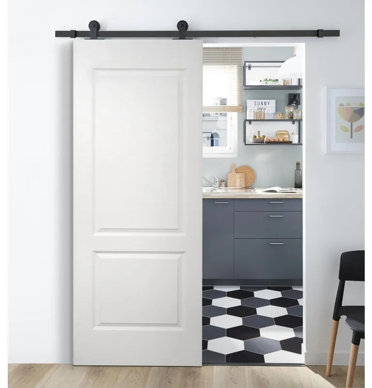 Porta scorrevole Miami in mdf bianco, L 93 x H 212 cm, con binario Industrial Reversibile