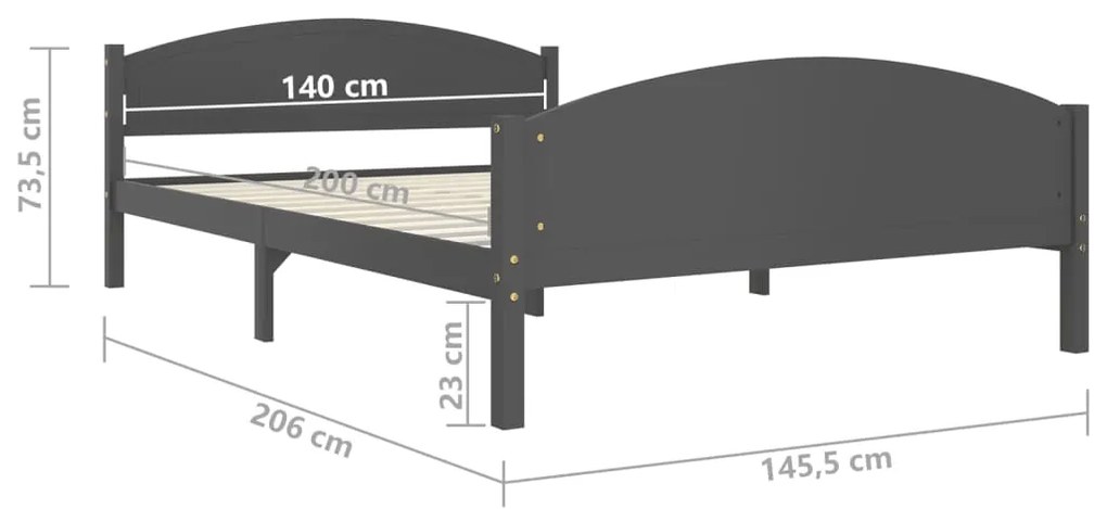 Giroletto Grigio Scuro in Legno Massello di Pino 140x200 cm