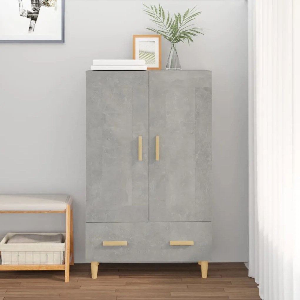 Credenza Grigio Cemento 70x31x115 Cm İn Legno Multistrato /