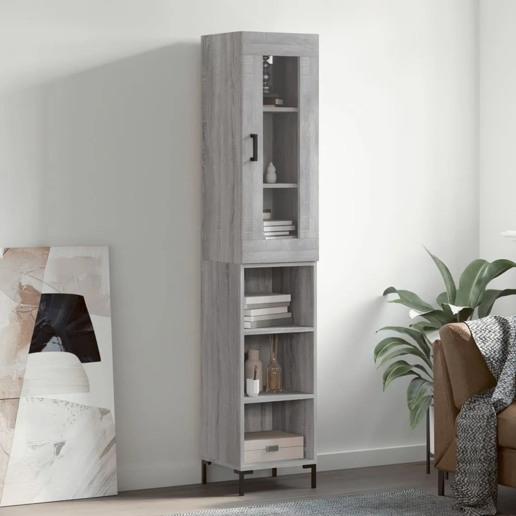 Credenza Grigio Sonoma 34,5x34x180 Cm İn Legno Multistrato /