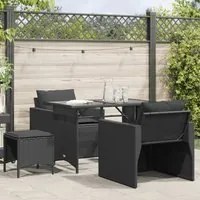 Set Divani da Giardino 4 pz con Cuscini Nero in Polyrattan 366359