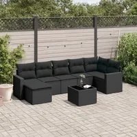 Set Divani da Giardino con Cuscini 8 pz Nero in Polyrattan 3251622